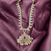 Luxurious Necklace Set with Ruby, Emerald, and Pearl Accents